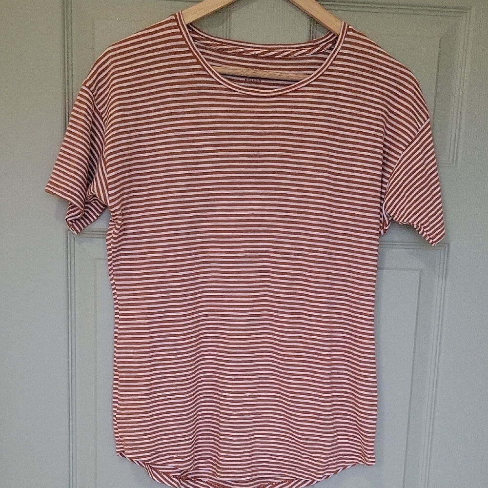 Madewell Orange and White Striped Top Size M